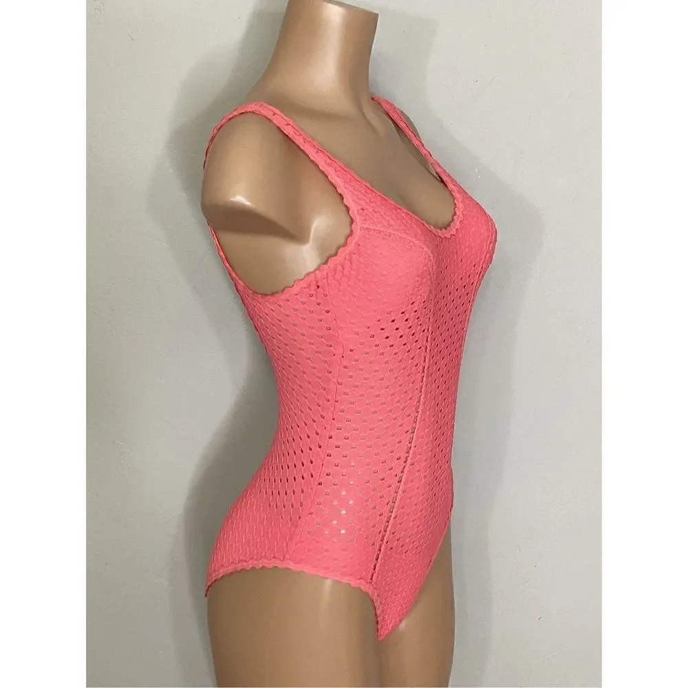 New. Robin Piccone coral crochet lace swimsuit. Retails $178. Small